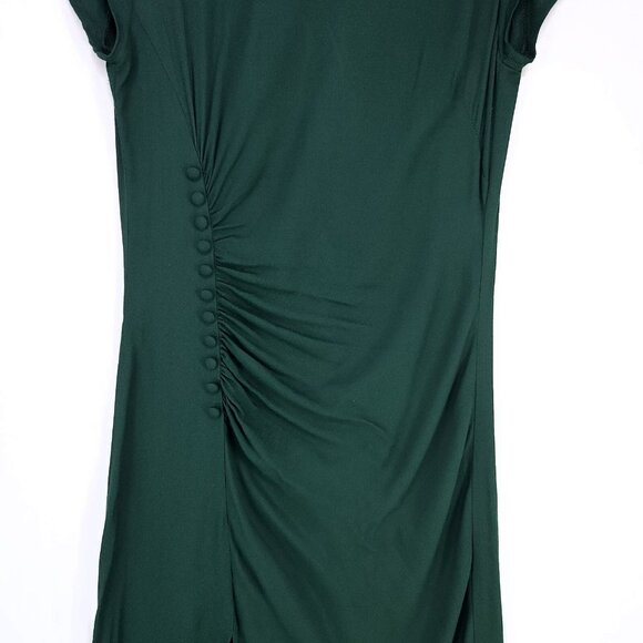 Reformation Frasier Midi Dress 2 Forest Green Leg Slit Short Sleeve Side Button - Picture 16 of 16